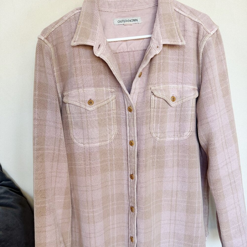 Outerknown Blanket Shirt - M/L Lilac Haze Latte Boxes